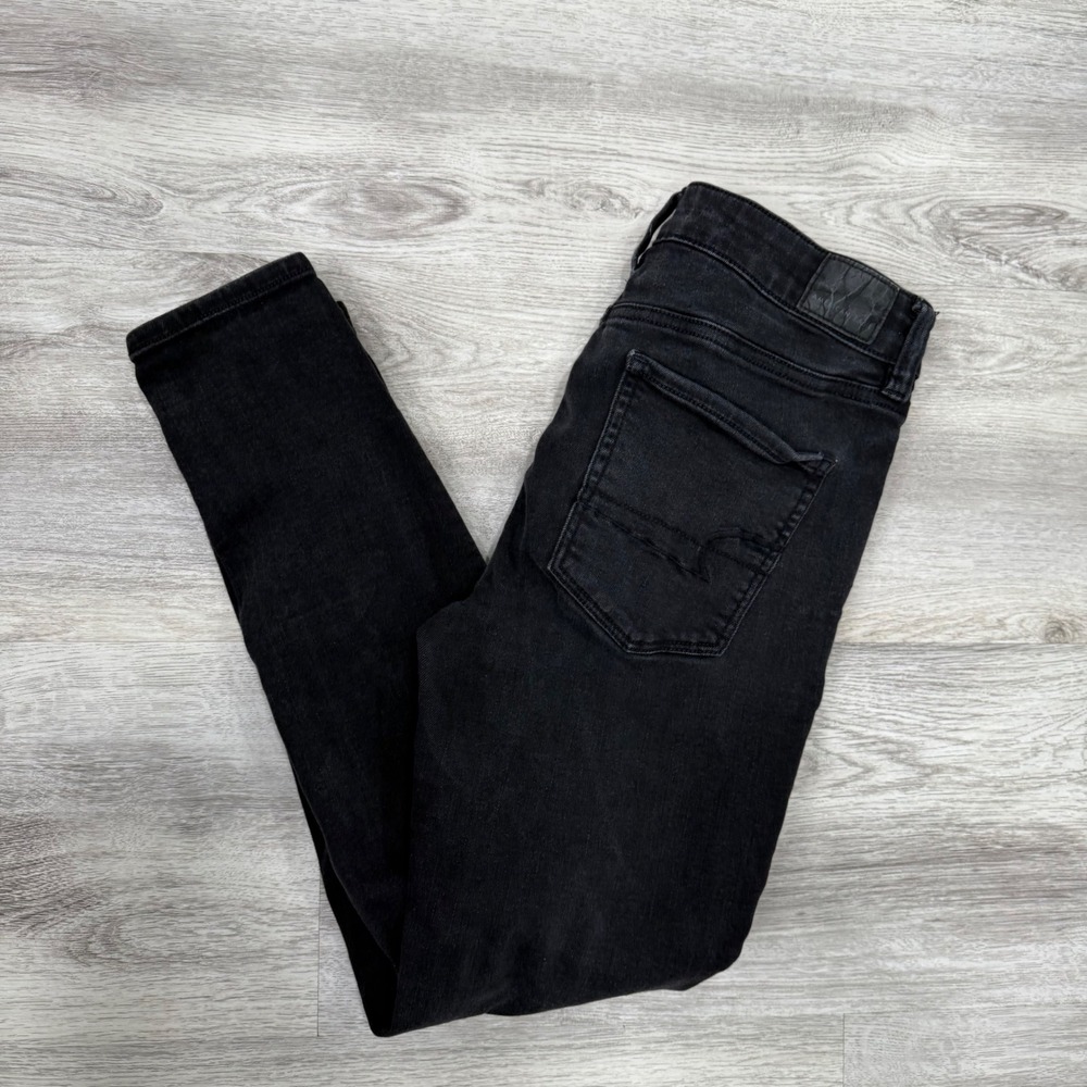 American Eagle Ne(x)t Level Stretch Black Ripped Distressed Skinny Jeans‎